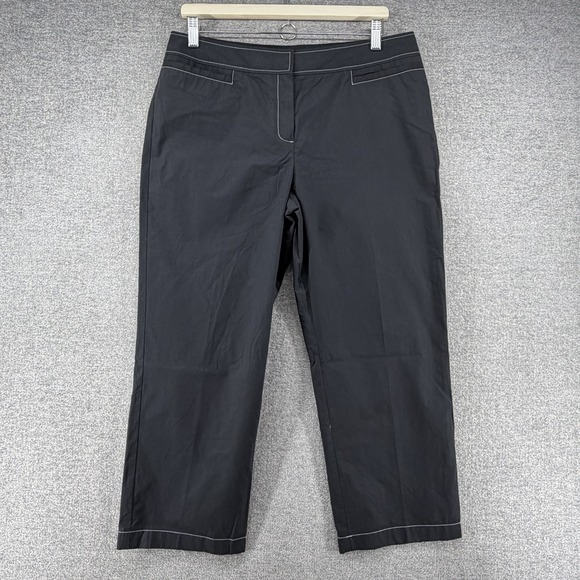 Lafayette 148 New York Pants - Lafayette 148 Wide Leg Cropped Pants Women Size 10 Black Casual